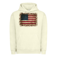 Pigment Pistachio America Flag and Leopard Urban Hoodie - CowCowDesign