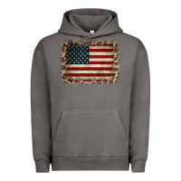 Pigment Tornado America Flag and Leopard Urban Hoodie - CowCowDesign