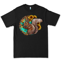 Black western squirrel with sunflowers Premium Tee - CowhideDigitalArt