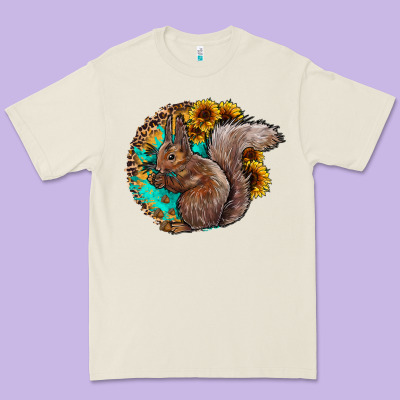 Western Squirrel With Sunflowers Premium Tee Designed By Cowhidedigitalart