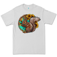 Dove Grey western squirrel with sunflowers Premium Tee - CowhideDigitalArt