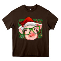 Chocolate Brown christmas pig Heavy Core Tee - RanaPortraitStore