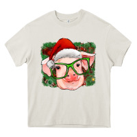 Cream christmas pig Heavy Core Tee - RanaPortraitStore