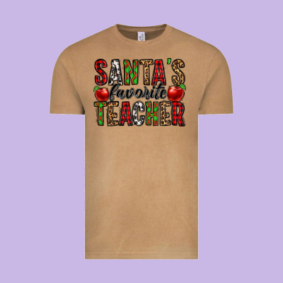Santa's Favorite Teacher Vintage Tee Designed By Jasminsmagicworld