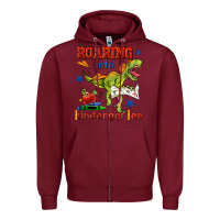 Burgundy roaring into kindergarten Zipper Hoodie - BundleAndBundleShop
