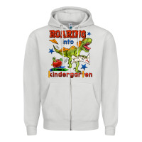 Dove Grey roaring into kindergarten Zipper Hoodie - BundleAndBundleShop