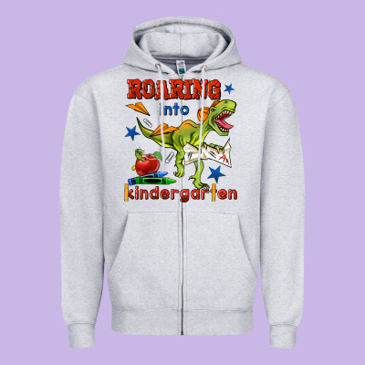 Roaring Into Kindergarten Zipper Hoodie Designed By Bundleandbundleshop