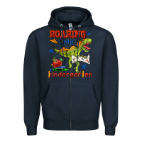 Navy roaring into kindergarten Zipper Hoodie - BundleAndBundleShop