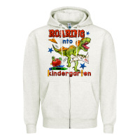 Oatmeal Heather roaring into kindergarten Zipper Hoodie - BundleAndBundleShop