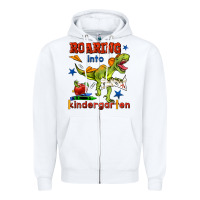 White roaring into kindergarten Zipper Hoodie - BundleAndBundleShop