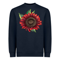 Navy procut red sunflower Heavyweight Sweatshirt - LillyAllenDesigns