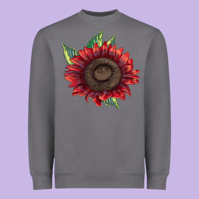 Procut Red Sunflower Heavyweight Sweatshirt Designed By Lillyallendesigns