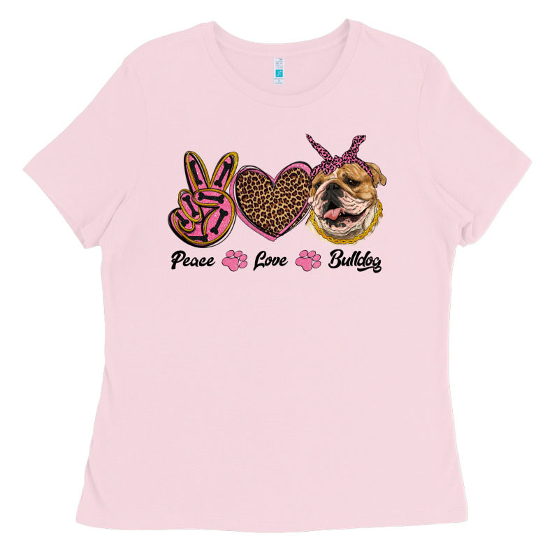 Peace Love Bulldog Ladies Tee by RanaPortraitStore | Teevron