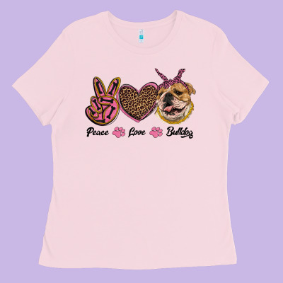 Peace Love Bulldog Ladies Tee Designed By Ranaportraitstore