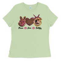 Matcha peace love bulldog Ladies Tee - RanaPortraitStore