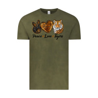 Vintage Olive Peace Love Tigers Vintage Tee - LillyAllenDesigns