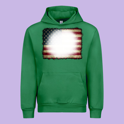 American Flag Bleach Effect Urban Hoodie Designed By Cowcowdesign
