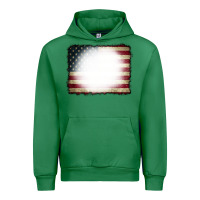 Emerald American Flag Bleach Effect Urban Hoodie - CowCowDesign