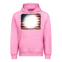 Fuchsia Pink American Flag Bleach Effect Urban Hoodie - CowCowDesign