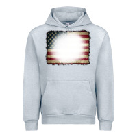 Heather Grey American Flag Bleach Effect Urban Hoodie - CowCowDesign