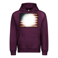 Mauve Wine American Flag Bleach Effect Urban Hoodie - CowCowDesign