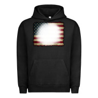 Pigment Black American Flag Bleach Effect Urban Hoodie - CowCowDesign