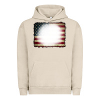 Pigment French Oak American Flag Bleach Effect Urban Hoodie - CowCowDesign