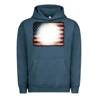 Pigment Midnight Navy American Flag Bleach Effect Urban Hoodie - CowCowDesign