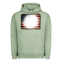 Pigment Oil Green American Flag Bleach Effect Urban Hoodie - CowCowDesign