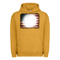 Pigment Peanut Butter American Flag Bleach Effect Urban Hoodie - CowCowDesign