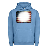 Pigment Pebble Blue American Flag Bleach Effect Urban Hoodie - CowCowDesign