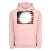 Pigment Salmon American Flag Bleach Effect Urban Hoodie - CowCowDesign