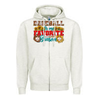 Oatmeal Heather baseball is my favorite season Zipper Hoodie - BundleAndBundleShop