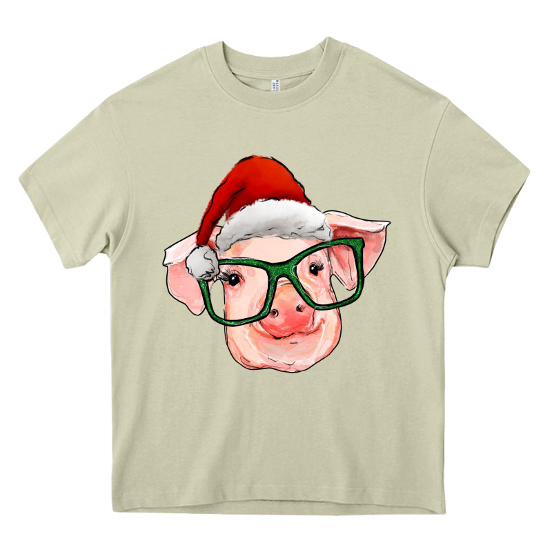 Christmas Pig With Santa Claus Hat Heavy Core Tee by RanaPortraitStore | Teevron