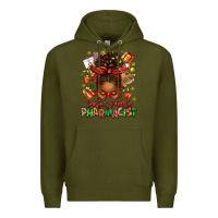 Army Green santas favorite pharmacist afro messy bun Premium Hoodie - texasbilliewilder