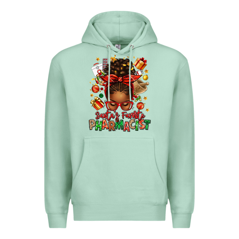 Santas Favorite Pharmacist Afro Messy Bun Premium Hoodie by texasbilliewilder | Teevron