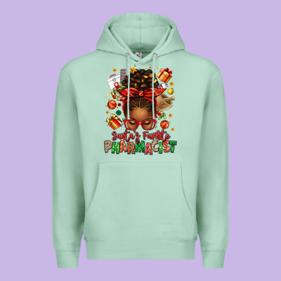 Santas Favorite Pharmacist Afro Messy Bun Premium Hoodie Designed By Texasbilliewilder