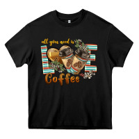 Black all you need is love coffee Heavy Core Tee - BarkalooDesign