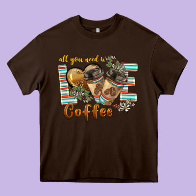 All You Need Is Love Coffee Heavy Core Tee Designed By Barkaloodesign