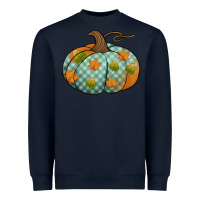Navy blue plaid autumn pumpkin Heavyweight Sweatshirt - Jasminsmagicworld
