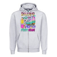 Heather Grey rolling into first grade Zipper Hoodie - BundleAndBundleShop