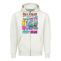 Oatmeal Heather rolling into first grade Zipper Hoodie - BundleAndBundleShop