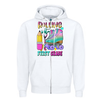 White rolling into first grade Zipper Hoodie - BundleAndBundleShop