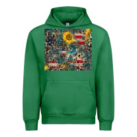 Emerald America Flag Leopard Gemstone Sunflower Urban Hoodie - CowCowDesign