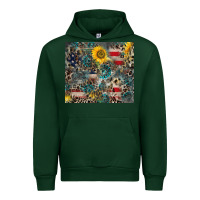 Forest Green America Flag Leopard Gemstone Sunflower Urban Hoodie - CowCowDesign