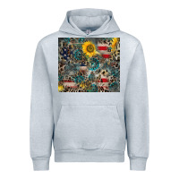 Heather Grey America Flag Leopard Gemstone Sunflower Urban Hoodie - CowCowDesign