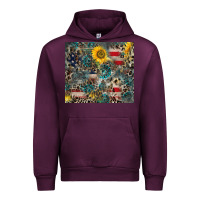 Mauve Wine America Flag Leopard Gemstone Sunflower Urban Hoodie - CowCowDesign