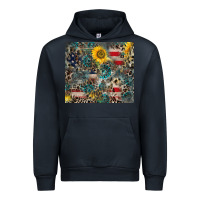 Navy America Flag Leopard Gemstone Sunflower Urban Hoodie - CowCowDesign