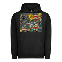 Pigment Black America Flag Leopard Gemstone Sunflower Urban Hoodie - CowCowDesign