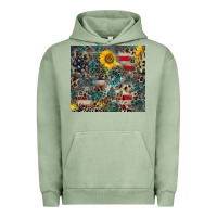 Pigment Oil Green America Flag Leopard Gemstone Sunflower Urban Hoodie - CowCowDesign